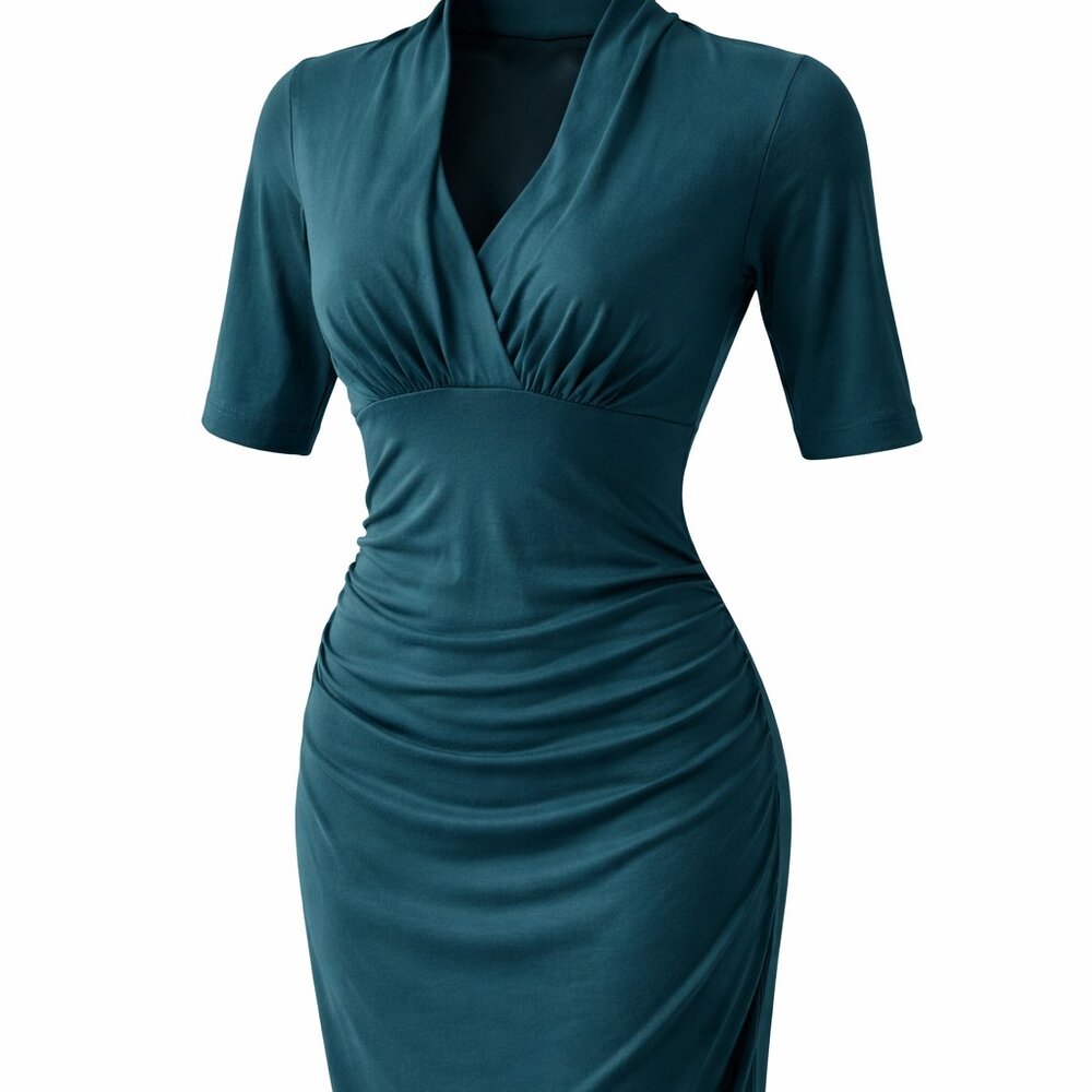 Nicole Miller Ruched teal blue green dress S xs  Cocktail club date outfit